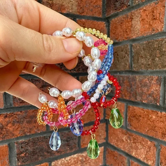 Zara Pearls & Gems Hoop Earrings - Picture 3 of 7